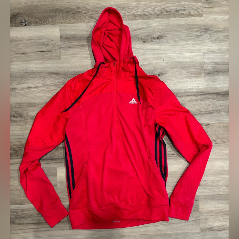 ‼️THRIFT SOON MAKE OFFER Pink Adidas Response Running 1/4 Zip Hooded Sweatshirt